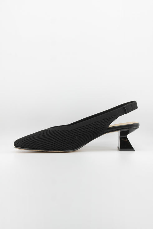 Miss Elastic Slingback Knit Textured Geometric Heels